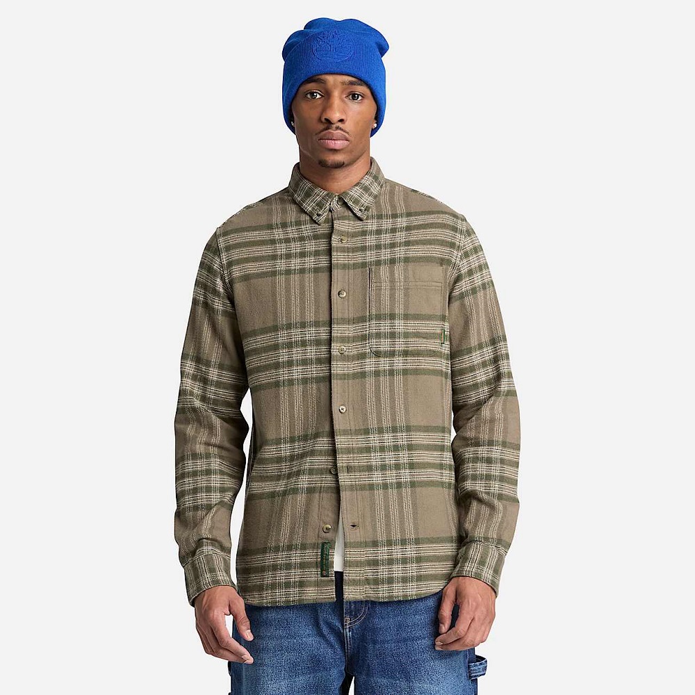 TIMBERLAND</br>Timberland Flannel House Check Shirt Regular 0YH82-AIF Ανδρικό Πουκάμισο Χακί Καρό