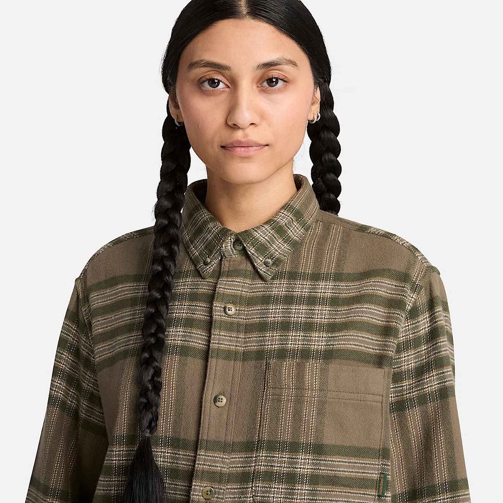 TIMBERLAND</br>Timberland Flannel House Check Shirt Regular 0YH82-AIF Ανδρικό Πουκάμισο Χακί Καρό