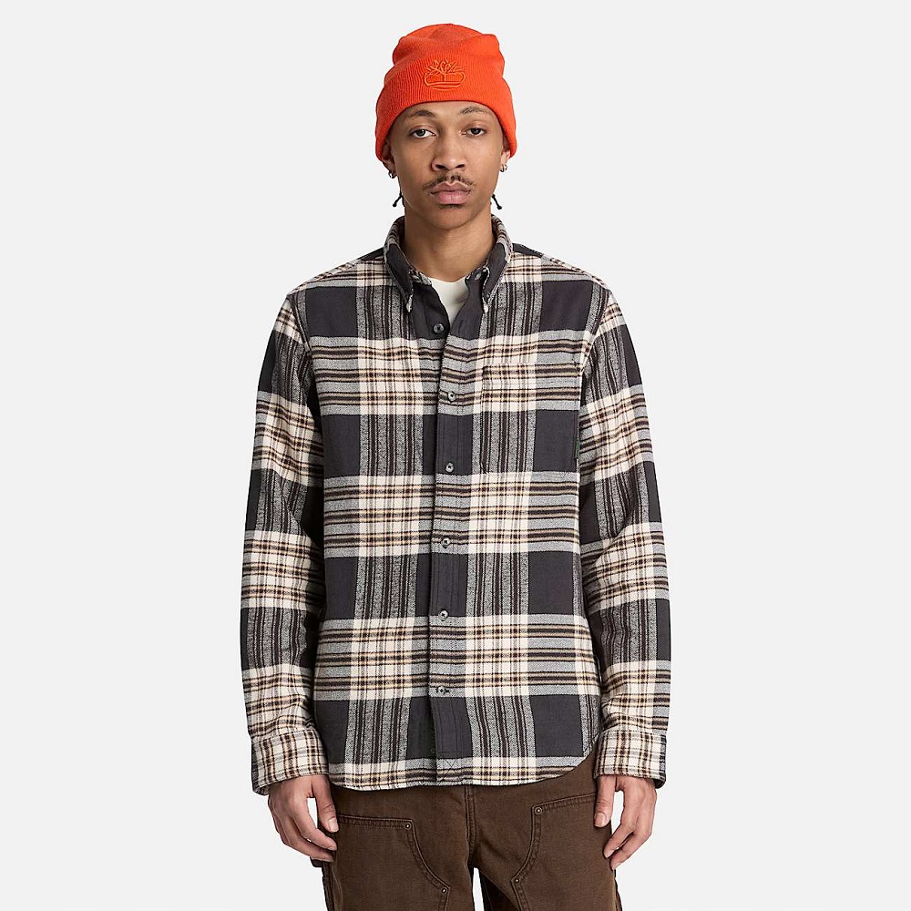 TIMBERLAND</br>Timberland Flannel House Check Shirt Regular 0YH82-AKV Ανδρικό Πουκάμισο Καφέ Καρό