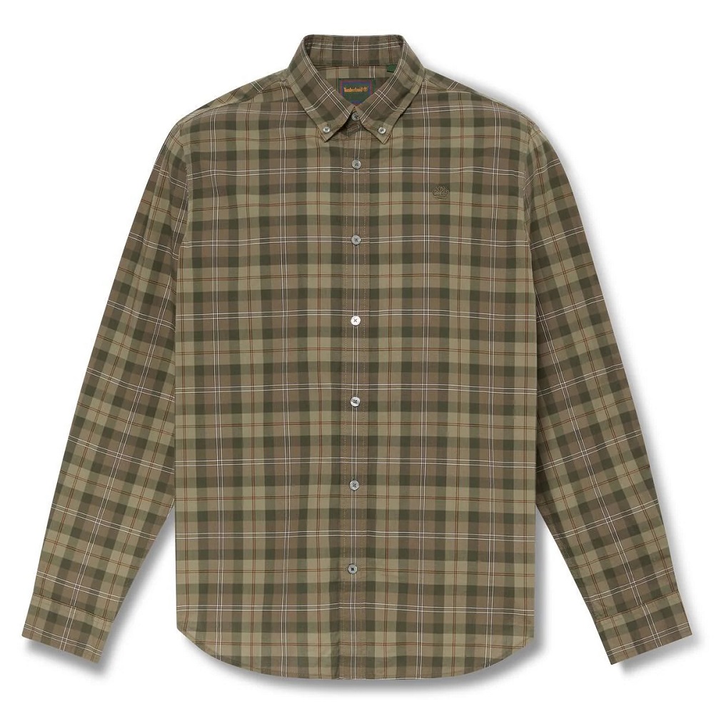 TIMBERLAND</br>Timberland LS Checked Poplin Shirt Regular 0YH8C-AIG Ανδρικό Πουκάμισο Χακί Καρό TIMBERLAND</br>Timberland LS Checked Poplin Shirt Regular 0YH8C-AIG Ανδρικό Πουκάμισο Χακί Καρό