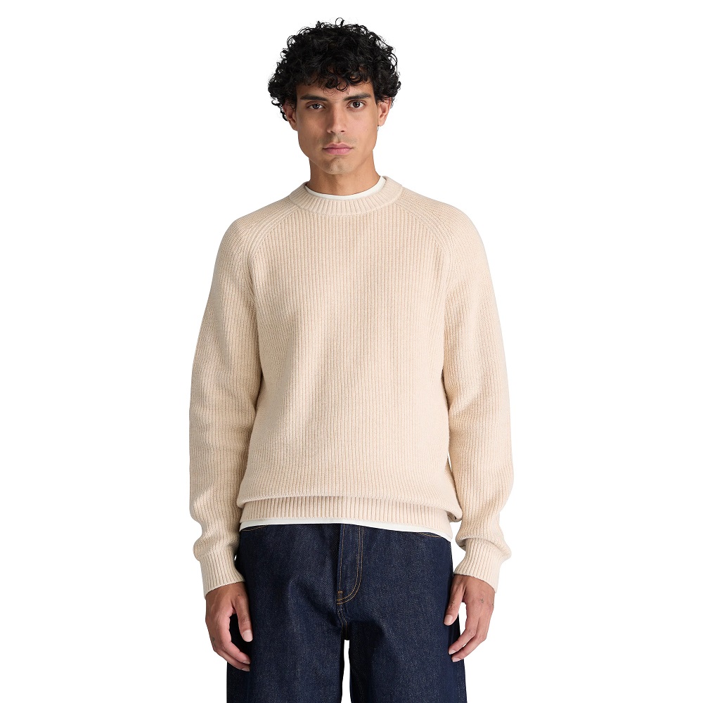 TIMBERLAND</br>Timberland Cotton Blend Raglan Sleeve Crewneck Sweater 0YHAW-546 Ανδρικό Πουλόβερ Μπεζ