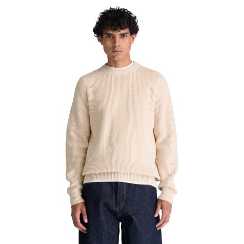 Timberland Cotton Blend Raglan Sleeve Crewneck Sweater 0YHAW-546 Ανδρικό Πουλόβερ Μπεζ