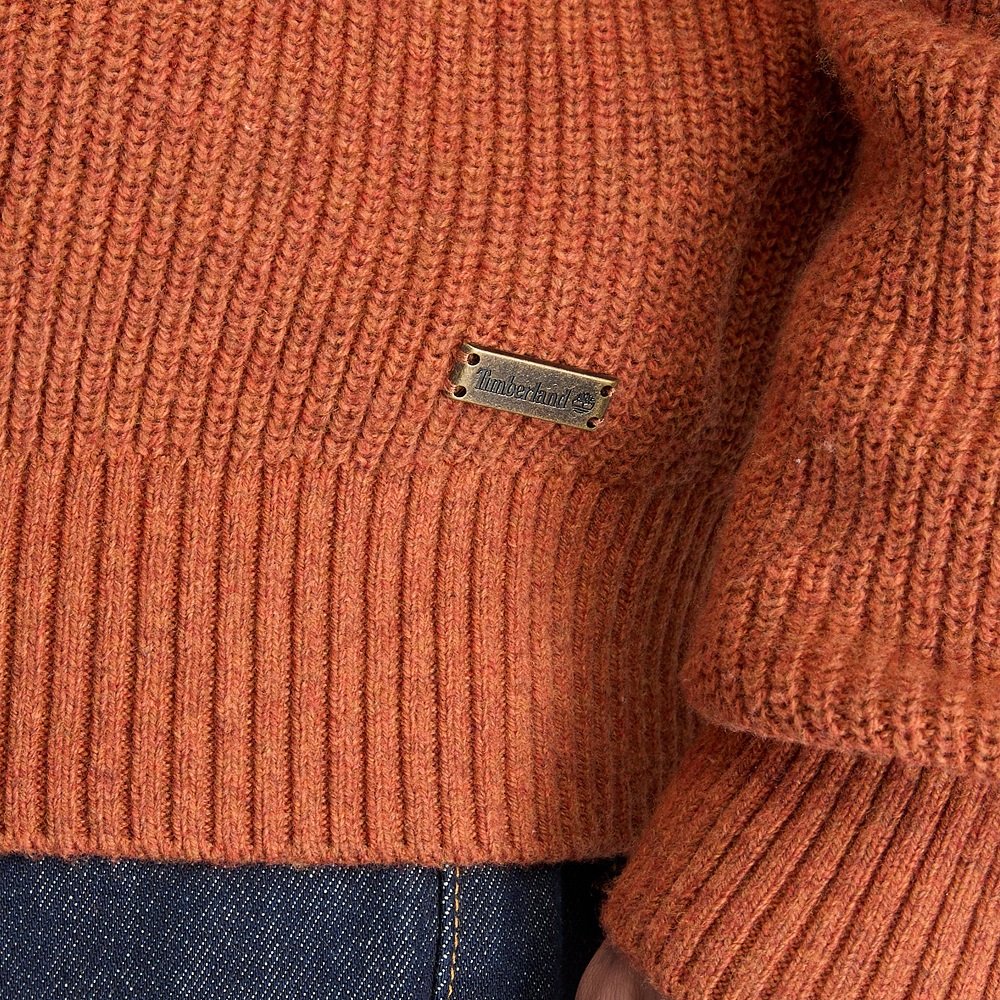 TIMBERLAND</br>Timberland Cotton Blend Raglan Sleeve Crewneck Sweater 0YHAW-ALF Ανδρικό Πουλόβερ Κεραμιδί TIMBERLAND</br>Timberland Cotton Blend Raglan Sleeve Crewneck Sweater 0YHAW-ALF Ανδρικό Πουλόβερ Κεραμιδί