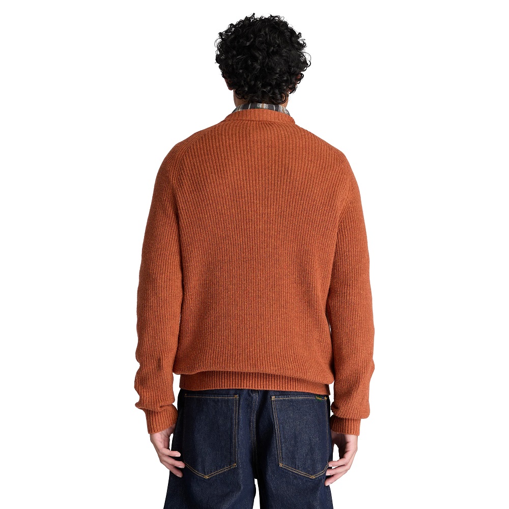 TIMBERLAND</br>Timberland Cotton Blend Raglan Sleeve Crewneck Sweater 0YHAW-ALF Ανδρικό Πουλόβερ Κεραμιδί TIMBERLAND</br>Timberland Cotton Blend Raglan Sleeve Crewneck Sweater 0YHAW-ALF Ανδρικό Πουλόβερ Κεραμιδί