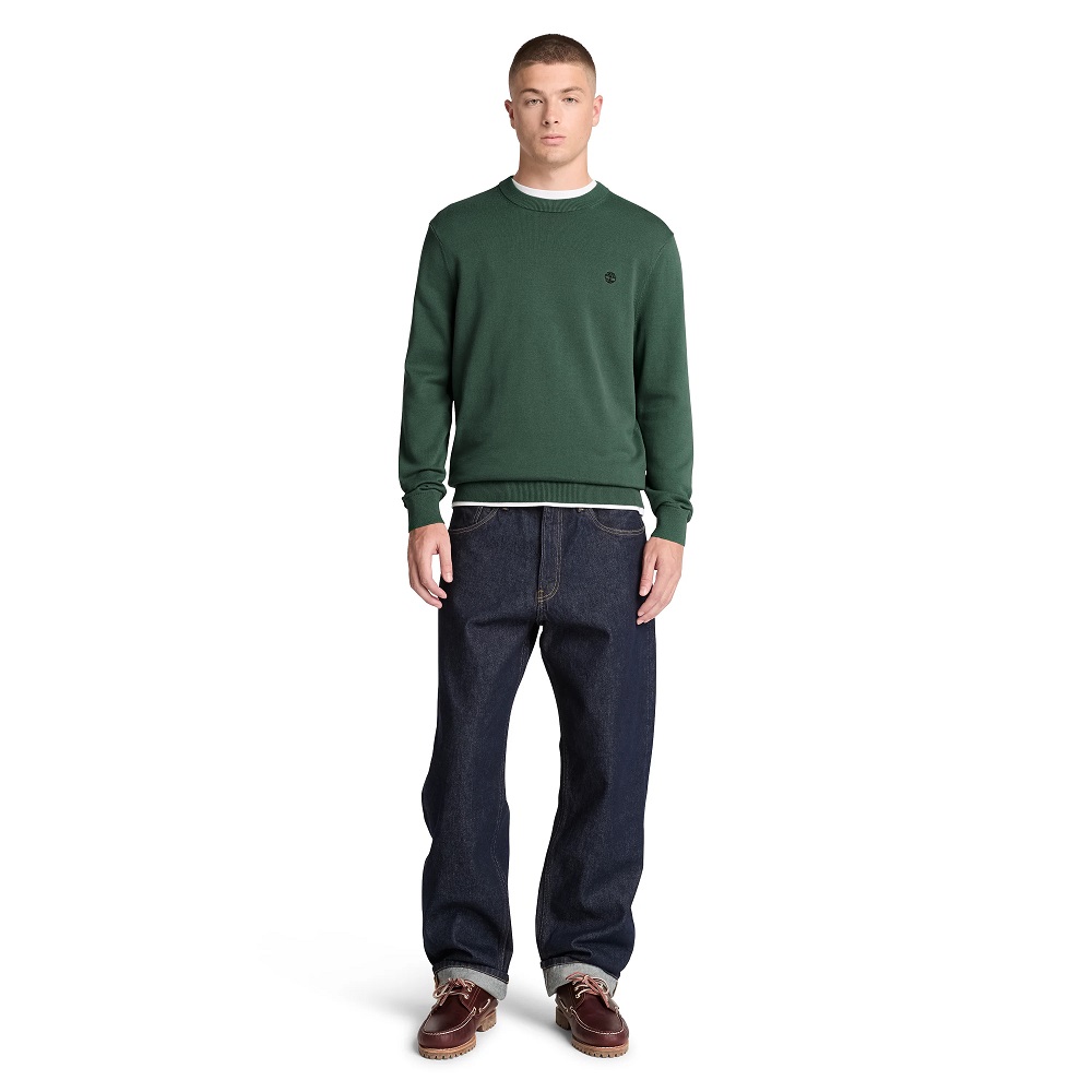 TIMBERLAND</br>Timberland Williams River Cotton Crewneck Sweater 0YAHZ-398 Ανδρικό Πουλόβερ Πράσινο TIMBERLAND</br>Timberland Williams River Cotton Crewneck Sweater 0YAHZ-398 Ανδρικό Πουλόβερ Πράσινο