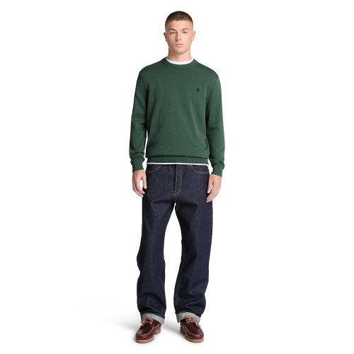 Timberland Williams River Cotton Crewneck Sweater 0YAHZ-398 Ανδρικό Πουλόβερ Πράσινο