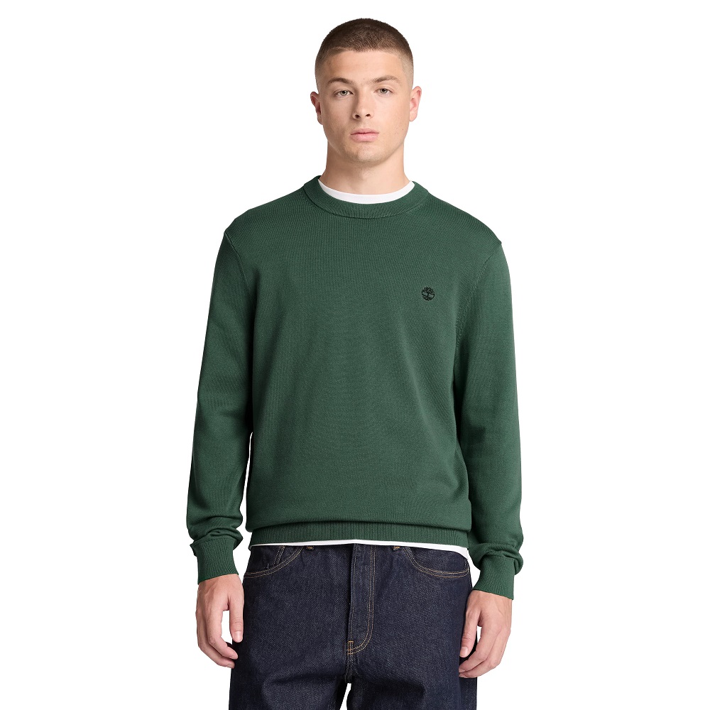 TIMBERLAND</br>Timberland Williams River Cotton Crewneck Sweater 0YAHZ-398 Ανδρικό Πουλόβερ Πράσινο TIMBERLAND</br>Timberland Williams River Cotton Crewneck Sweater 0YAHZ-398 Ανδρικό Πουλόβερ Πράσινο