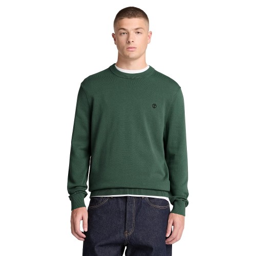 Timberland Williams River Cotton Crewneck Sweater 0YAHZ-398 Ανδρικό Πουλόβερ Πράσινο