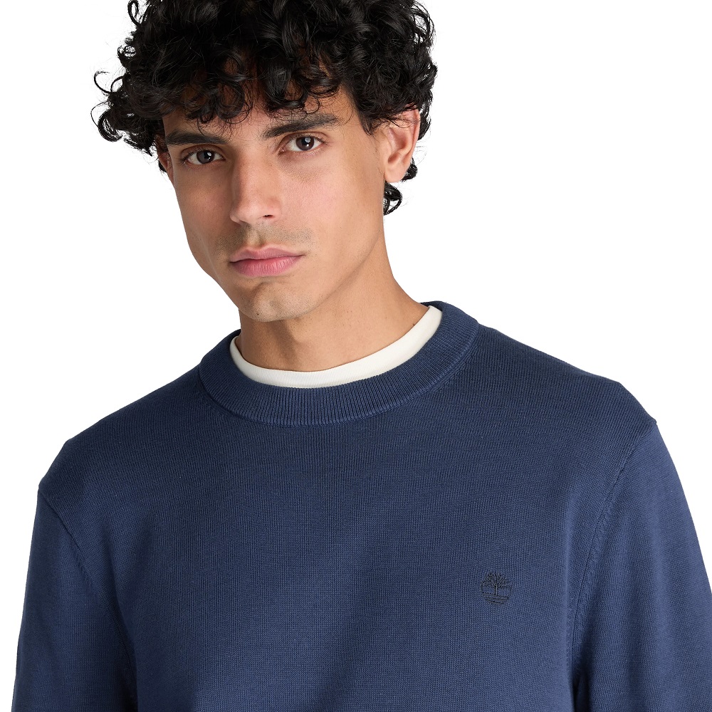 TIMBERLAND</br>Timberland Williams River Cotton Crewneck Sweater 0YAHZ-433 Ανδρικό Πουλόβερ Μπλε TIMBERLAND</br>Timberland Williams River Cotton Crewneck Sweater 0YAHZ-433 Ανδρικό Πουλόβερ Μπλε