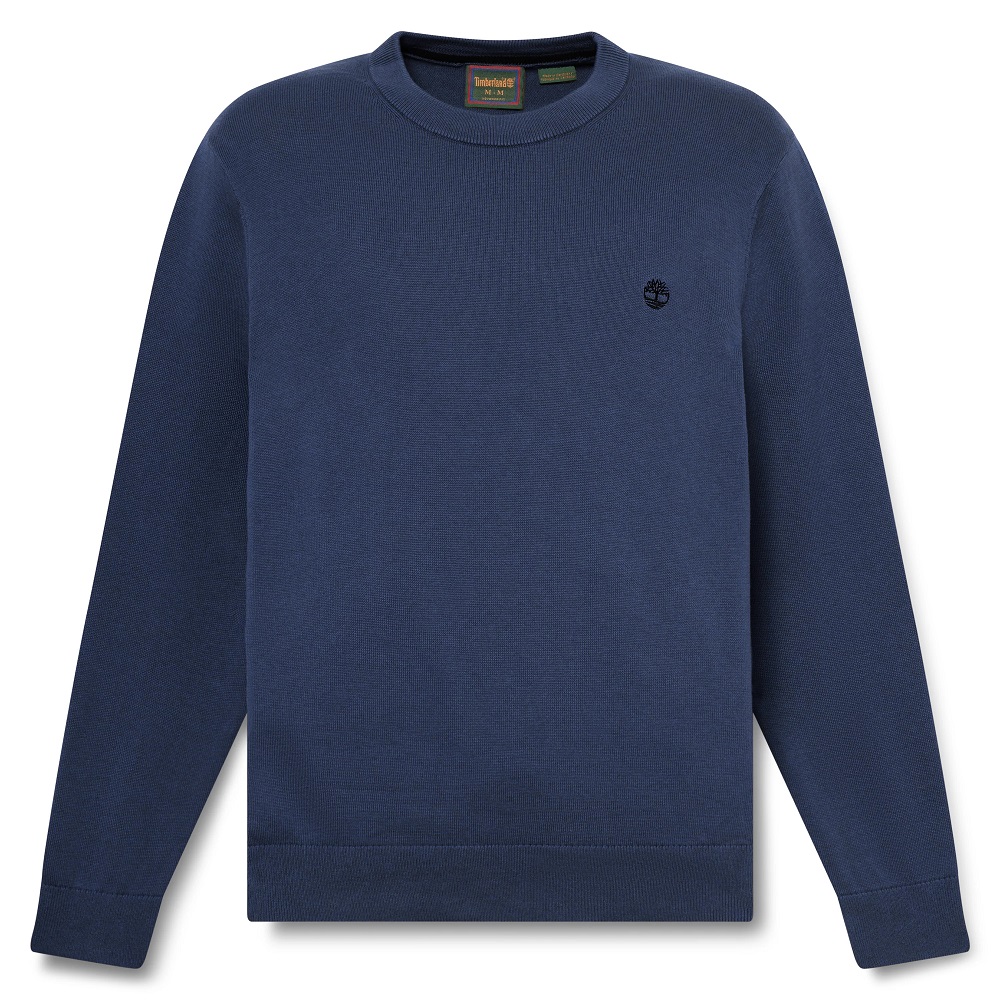 TIMBERLAND</br>Timberland Williams River Cotton Crewneck Sweater 0YAHZ-433 Ανδρικό Πουλόβερ Μπλε TIMBERLAND</br>Timberland Williams River Cotton Crewneck Sweater 0YAHZ-433 Ανδρικό Πουλόβερ Μπλε