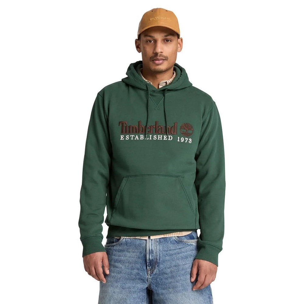TIMBERLAND</br>Timberland Established 1973 Embroidered Logo Bb Hoodie Regular 0YHB6-398 Ανδρικό Φούτερ Πράσινο
