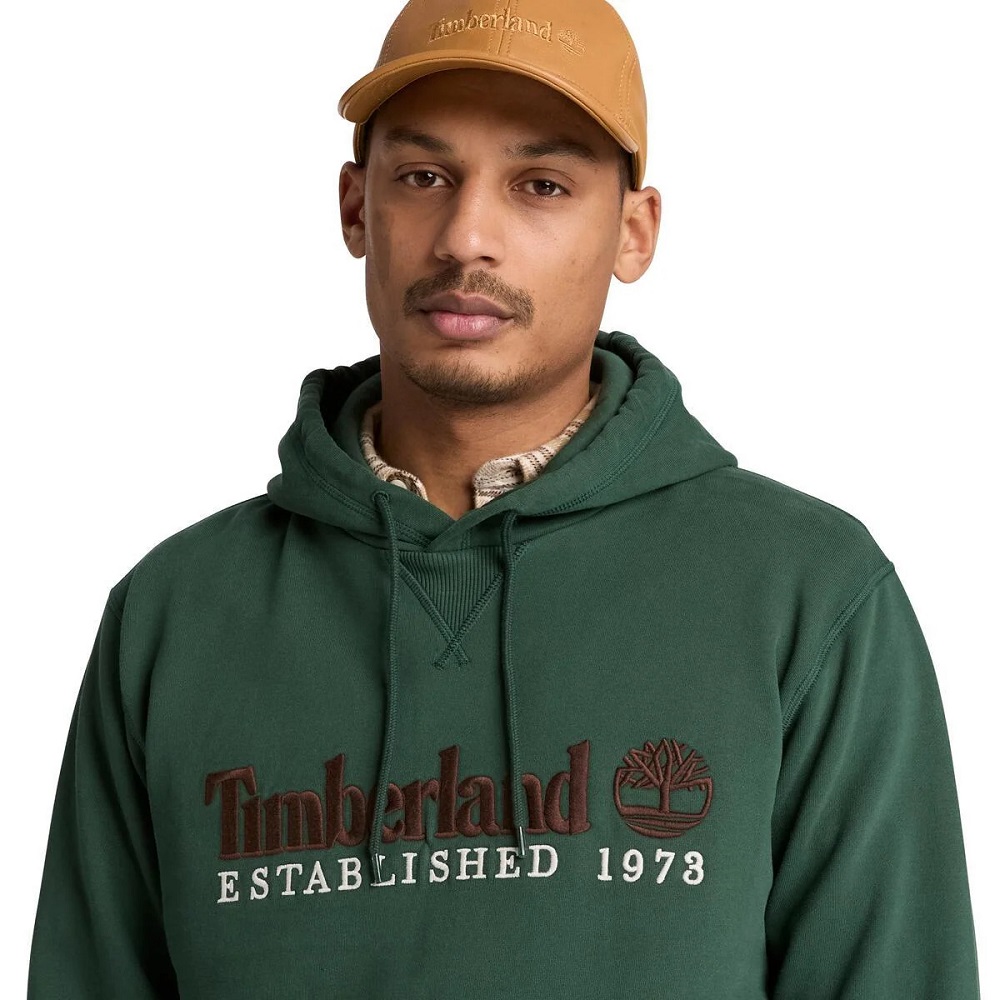 TIMBERLAND</br>Timberland Established 1973 Embroidered Logo Bb Hoodie Regular 0YHB6-398 Ανδρικό Φούτερ Πράσινο