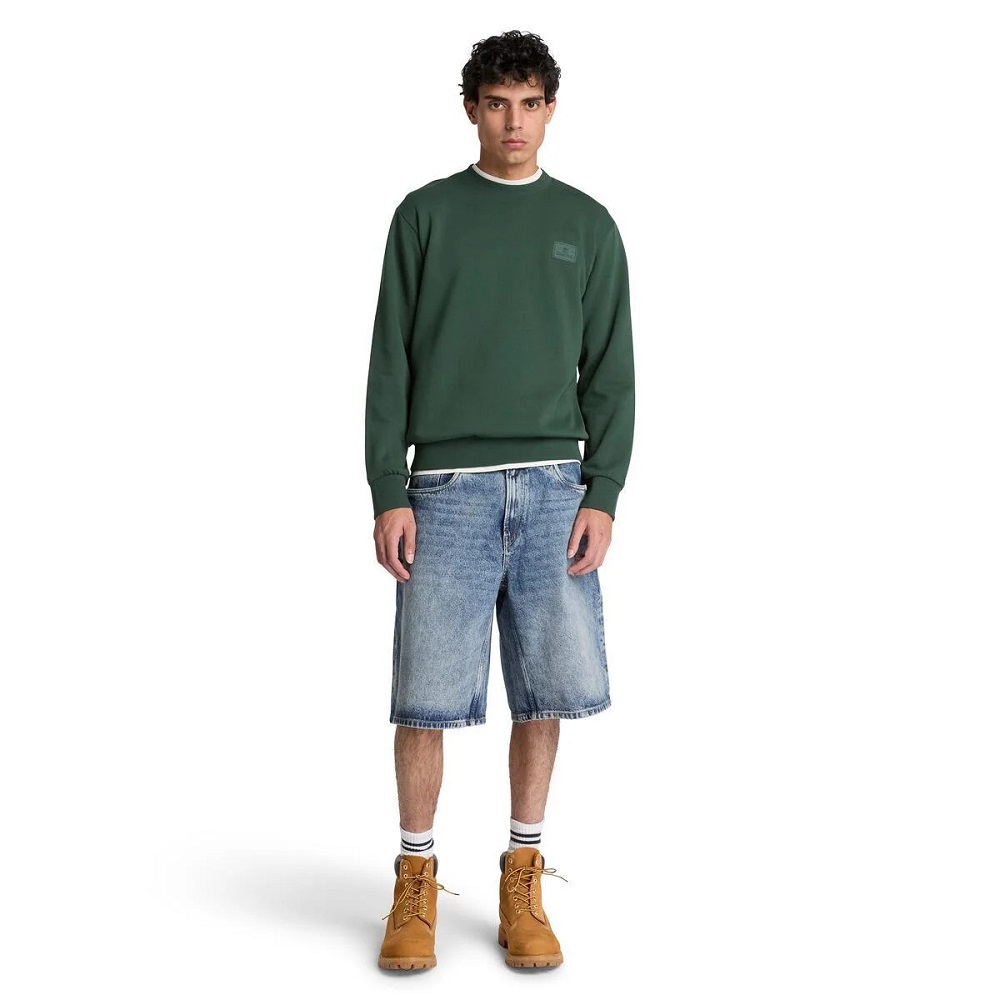 TIMBERLAND</br>Timberland Silicon Badge Crewneck Sweatshirt 0YHBC-398 Ανδρικό Φούτερ Πράσινο