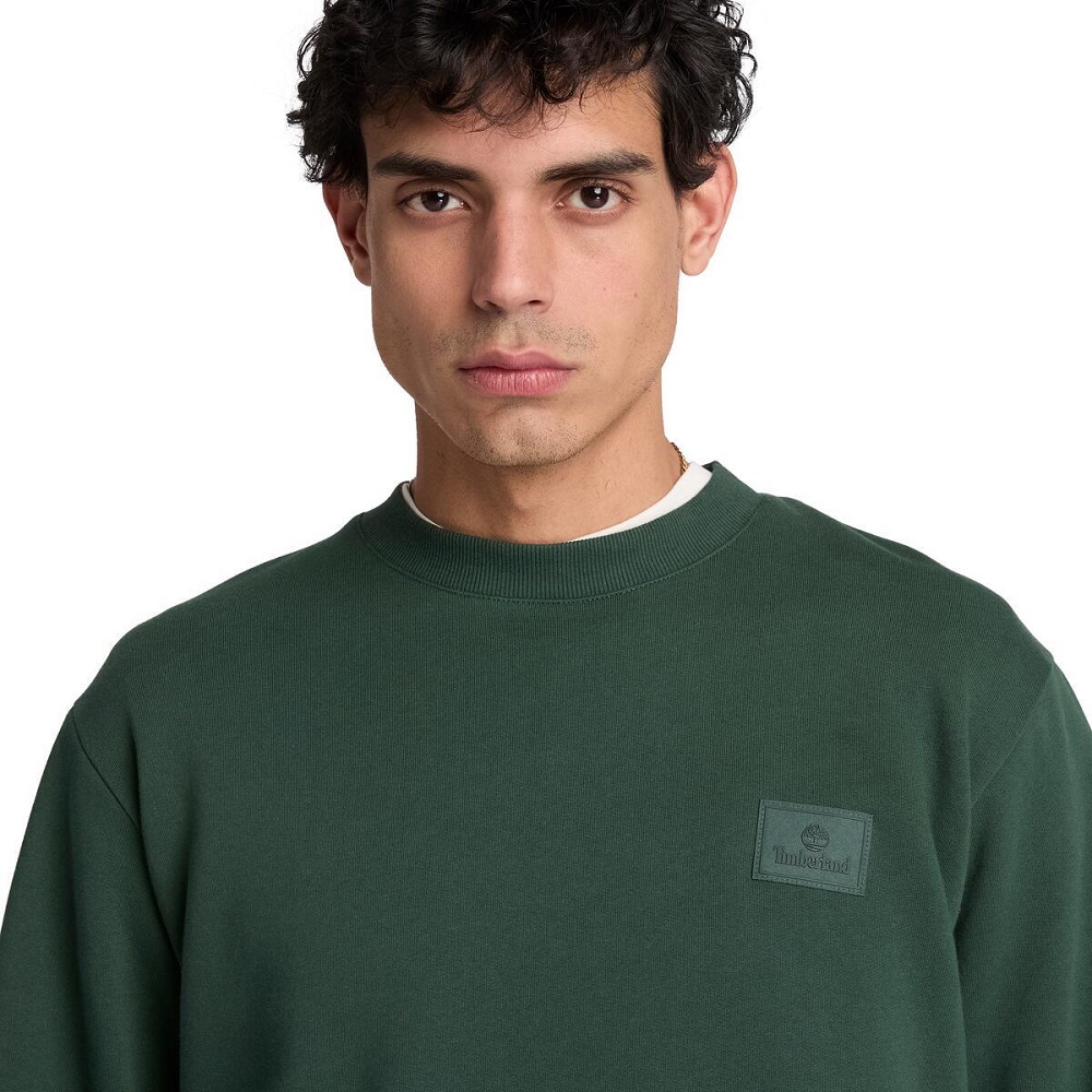 TIMBERLAND</br>Timberland Silicon Badge Crewneck Sweatshirt 0YHBC-398 Ανδρικό Φούτερ Πράσινο