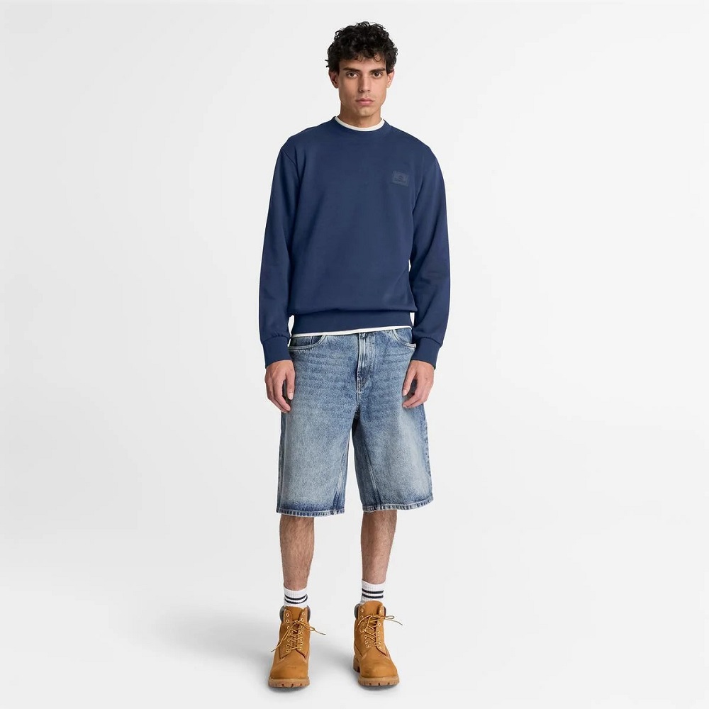 TIMBERLAND</br>Timberland Silicon Badge Crewneck Sweatshirt 0YHBC-AIH Ανδρικό Φούτερ Μπλε TIMBERLAND</br>Timberland Silicon Badge Crewneck Sweatshirt 0YHBC-AIH Ανδρικό Φούτερ Μπλε
