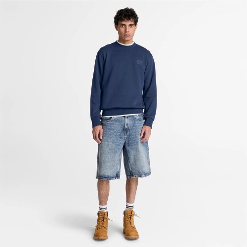 Timberland Silicon Badge Crewneck Sweatshirt 0YHBC-AIH Ανδρικό Φούτερ Μπλε