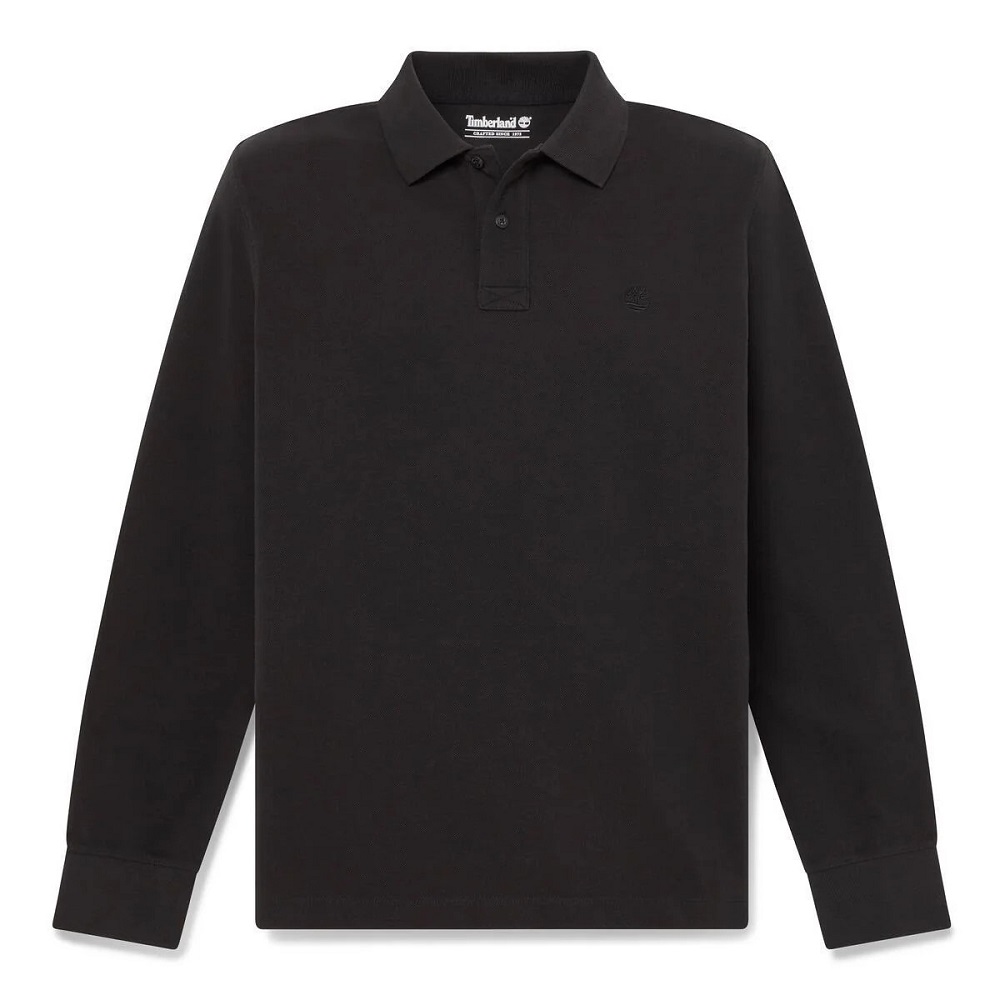 TIMBERLAND</br>Timberland LS Millers River Pique Polo Regular 0YHBE-001 Ανδρικό Polo T-shirt Μαύρο