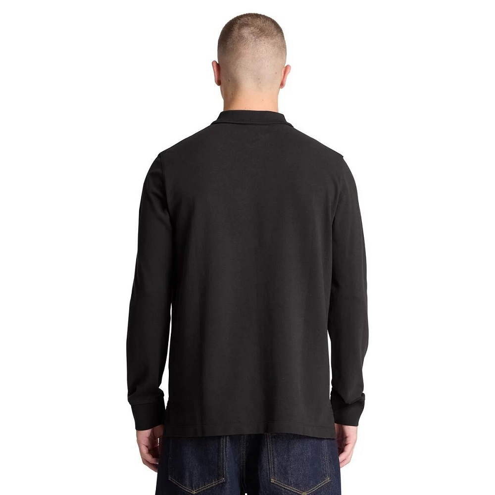 TIMBERLAND</br>Timberland LS Millers River Pique Polo Regular 0YHBE-001 Ανδρικό Polo T-shirt Μαύρο