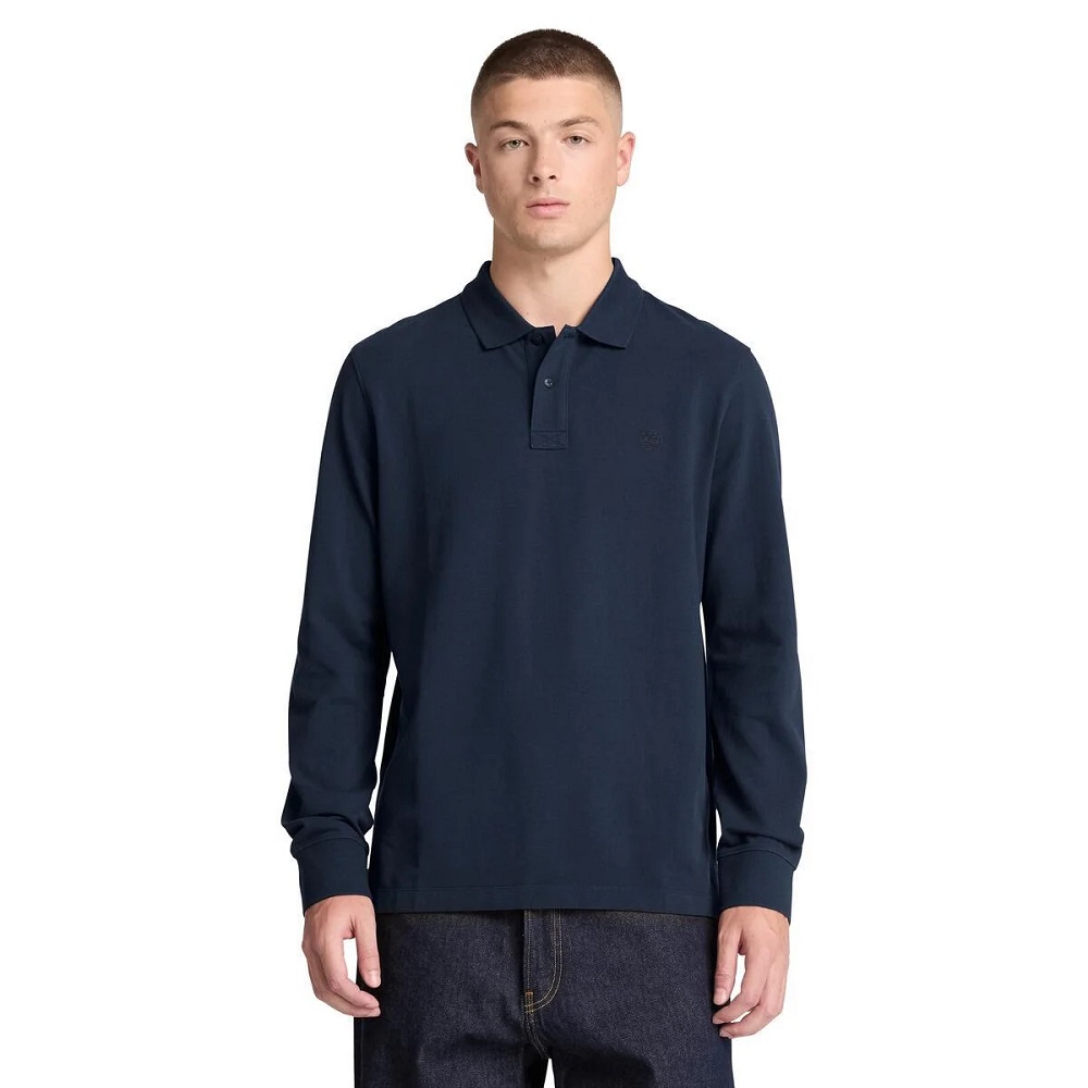 TIMBERLAND</br>Timberland LS Millers River Pique Polo Regular 0YHBE-433 Ανδρικό Polo T-shirt Μπλε TIMBERLAND</br>Timberland LS Millers River Pique Polo Regular 0YHBE-433 Ανδρικό Polo T-shirt Μπλε