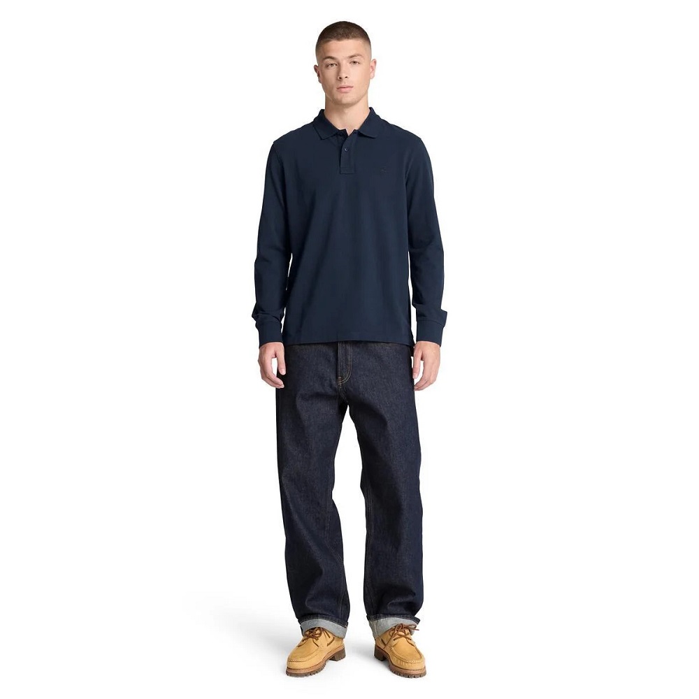 TIMBERLAND</br>Timberland LS Millers River Pique Polo Regular 0YHBE-433 Ανδρικό Polo T-shirt Μπλε TIMBERLAND</br>Timberland LS Millers River Pique Polo Regular 0YHBE-433 Ανδρικό Polo T-shirt Μπλε