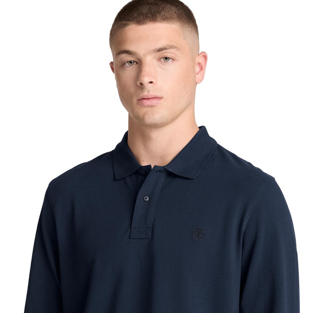 TIMBERLAND</br>Timberland LS Millers River Pique Polo Regular 0YHBE-433 Ανδρικό Polo T-shirt Μπλε TIMBERLAND</br>Timberland LS Millers River Pique Polo Regular 0YHBE-433 Ανδρικό Polo T-shirt Μπλε
