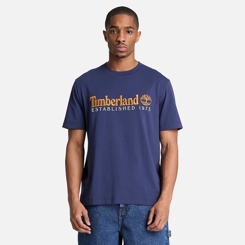 Timberland SS Established 1973 Embroidered Regular Tee 0YHBR-AIH Ανδρικό T-shirt Μπλε