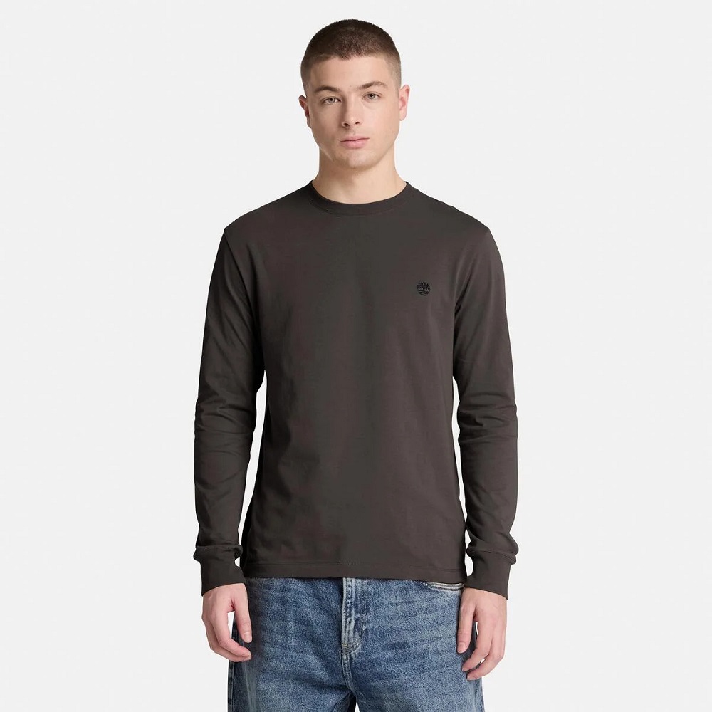 TIMBERLAND</br>Timberland LS Dunstan River Crew Slim Tee 0YHBT-CN1 Ανδρικό T-shirt Καφέ TIMBERLAND</br>Timberland LS Dunstan River Crew Slim Tee 0YHBT-CN1 Ανδρικό T-shirt Καφέ