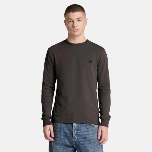 Timberland LS Dunstan River Crew Slim Tee 0YHBT-CN1 Ανδρικό T-shirt Καφέ