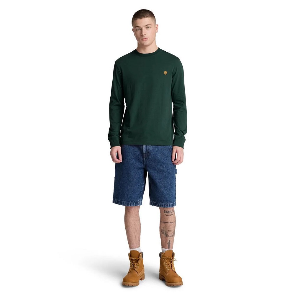 TIMBERLAND</br>Timberland LS Dunstan River Crew Slim Tee 0YHBT-EA1 Ανδρικό T-shirt Πράσινο TIMBERLAND</br>Timberland LS Dunstan River Crew Slim Tee 0YHBT-EA1 Ανδρικό T-shirt Πράσινο