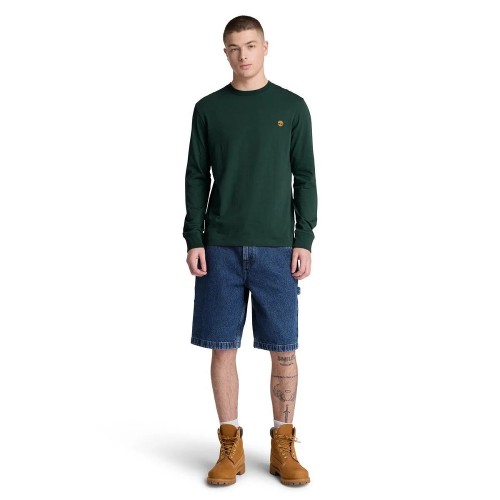 Timberland LS Dunstan River Crew Slim Tee 0YHBT-EA1 Ανδρικό T-shirt Πράσινο