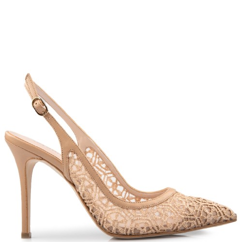 Γυναικείες Slingback Γόβες Μπεζ Φιλτιρέ 1001-122 FM