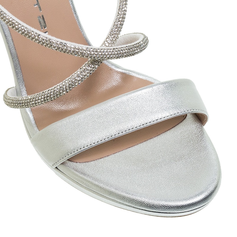 MOURTZI</br>Mourtzi 10/1008B119 Γυναικεία Πέδιλα Ασημί Δέρμα