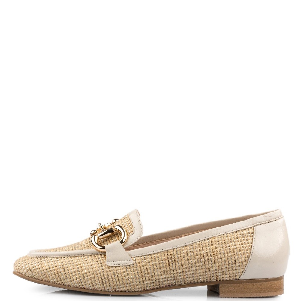 FM</br>Γυναικεία Loafers Μπεζ Δέρμα Ψάθα 104-59 FM FM</br>Γυναικεία Loafers Μπεζ Δέρμα Ψάθα 104-59 FM