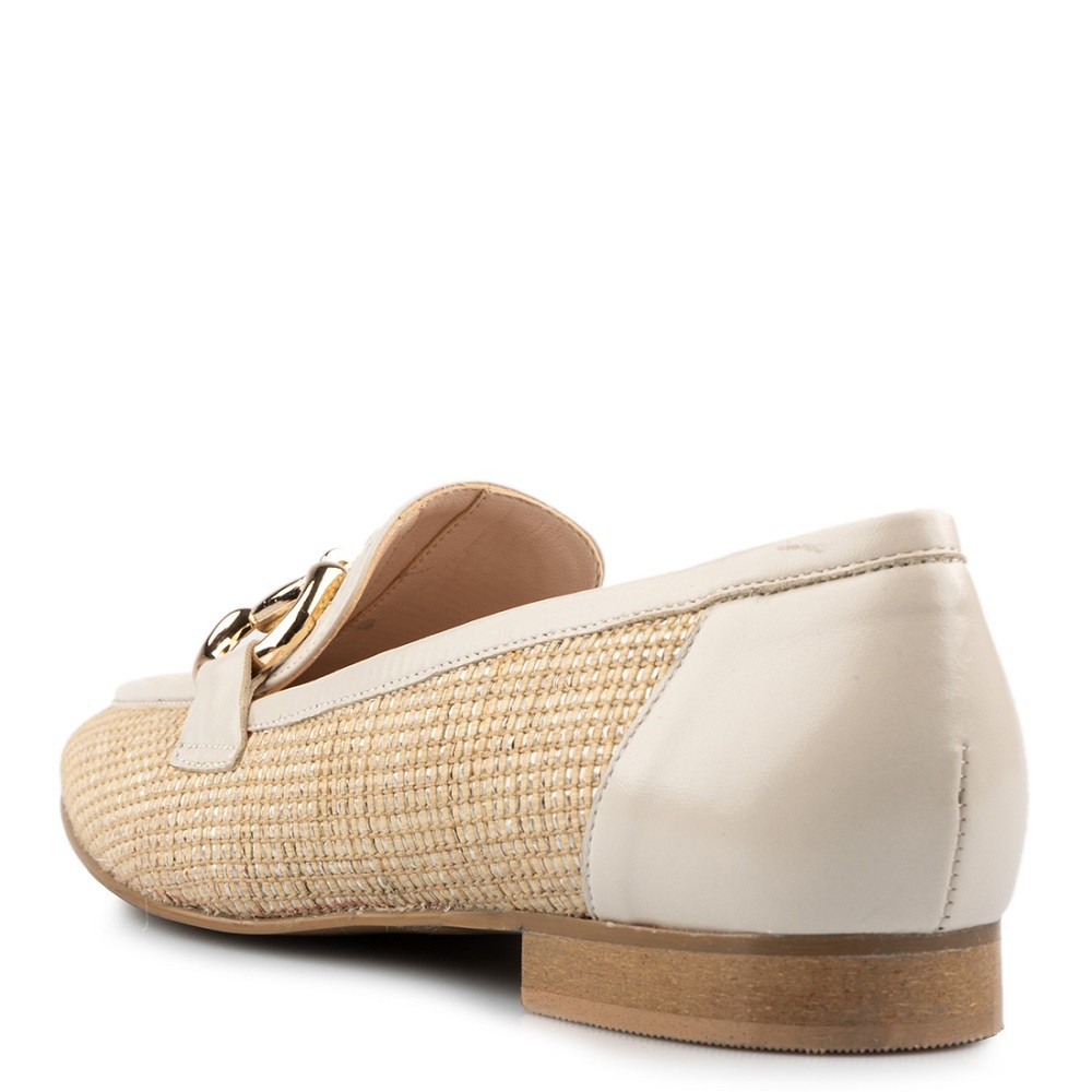 FM</br>Γυναικεία Loafers Μπεζ Δέρμα Ψάθα 104-59 FM FM</br>Γυναικεία Loafers Μπεζ Δέρμα Ψάθα 104-59 FM