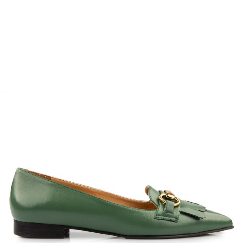 Γυναικεία Loafers Λαδί Δέρμα 1101-03 FM