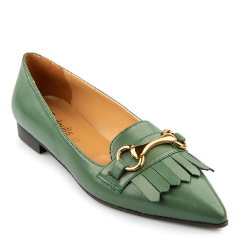 Γυναικεία Loafers Λαδί Δέρμα 1101-03 FM