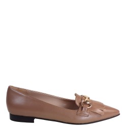 Γυναικεία Loafers Κάμελ Δέρμα 1101-03 FM