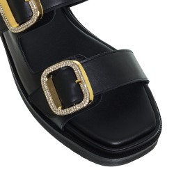 Γυναικεία Flatform Μαύρο Δέρμα 25/12305 Mourtzi