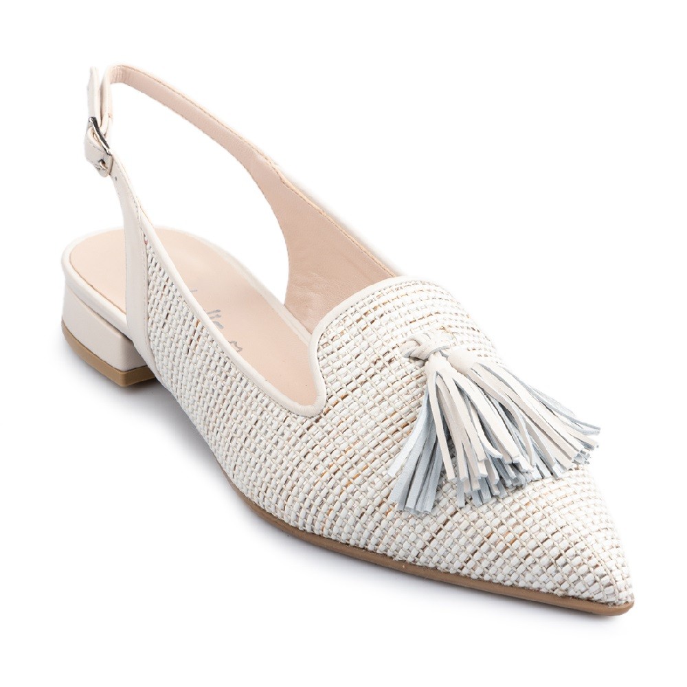 FM</br>Γυναικεία Loafers Λευκό Δέρμα Ψάθα 130-46 FM FM</br>Γυναικεία Loafers Λευκό Δέρμα Ψάθα 130-46 FM