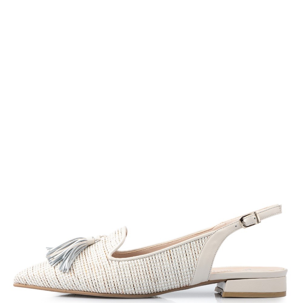 FM</br>Γυναικεία Loafers Λευκό Δέρμα Ψάθα 130-46 FM FM</br>Γυναικεία Loafers Λευκό Δέρμα Ψάθα 130-46 FM