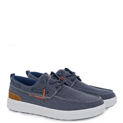 Ανδρικά Boat-shoes/Ιστιοπλοϊκά Μπλε/Ταμπά Canvas 24SC077 Renato Garini