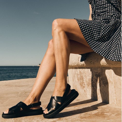 Clarks ARISTELLA SUN Γυναικεία Σανδάλια Μαύρο Δέρμα