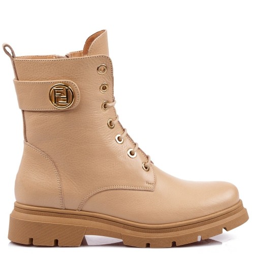 Γυναικεία Μποτάκια Μπεζ Δέρμα 252-33 FM Γυναικεία Μποτάκια Μπεζ Δέρμα 252-33 FM