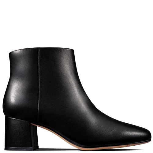 Clarks SHEER FLORA Γυναικεία Μποτάκια Μαύρο Δέρμα