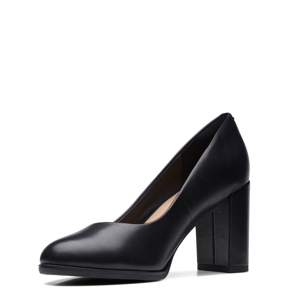 CLARKS</br>Γυναικείες Γόβες Μαύρο Δέρμα FREVA85 COURT Clarks CLARKS</br>Γυναικείες Γόβες Μαύρο Δέρμα FREVA85 COURT Clarks