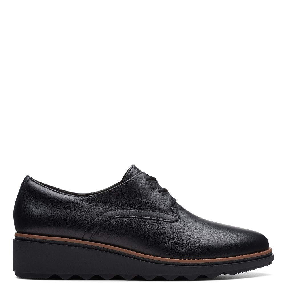 CLARKS</br>Γυναικεία Oxford Μαύρο Δέρμα SHARON RAE Clarks CLARKS</br>Γυναικεία Oxford Μαύρο Δέρμα SHARON RAE Clarks