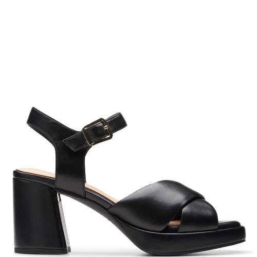 Clarks RITZY75 RAE Γυναικεία Πέδιλα Μαύρο Δέρμα