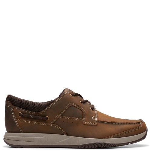 Clarks SAILVIEW LACE Ανδρικά Δετά Παπούτσια/Ιστιοπλοϊκά Καφέ Δέρμα