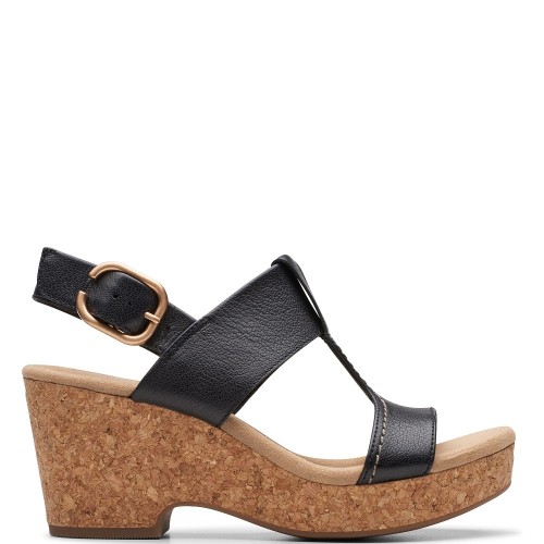 Clarks GISELLE STYLE Γυναικείες Πλατφόρμες Μαύρο Δέρμα