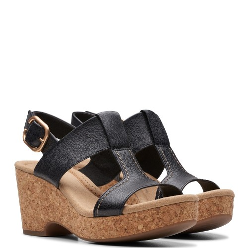 Clarks GISELLE STYLE Γυναικείες Πλατφόρμες Μαύρο Δέρμα